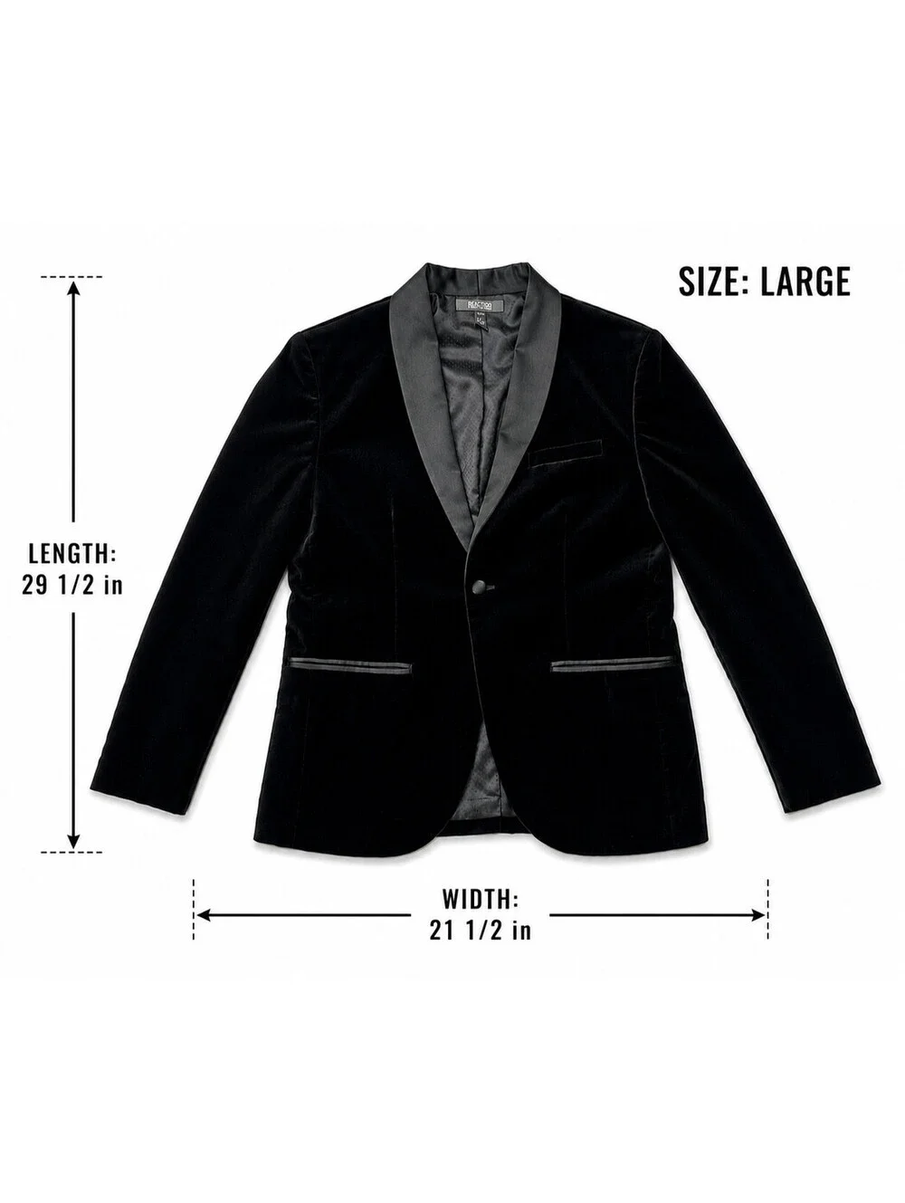 Kenneth Cole Reaction Men’s Large Black Velvet Tuxedo Blazer Satin Lapel